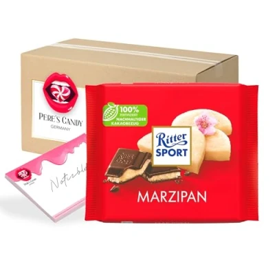Abbildung von 5 x 100g Marzipan Tafel Schokolade mit Geschenk von Pere&#039;s Candy