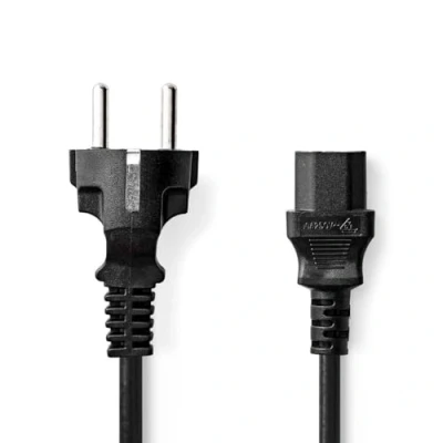 Abbildung von NEDIS Stromkabel Schutzkontaktstecker IEC 320 C13 gerade Vernickelt 2.00 m rund PVC Schwarz Plastikbeutel