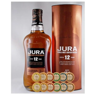 Abbildung von Jura 12 Jahre Single Malt Whisky + Edelschokoladen in 6 Sorten