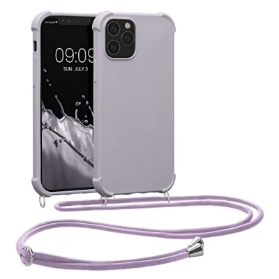 Abbildung von kwmobile Necklace Case kompatibel mit Apple iPhone 12 / Pro Hülle Cover Kordel zum Umhängen Silikon Schutzhülle Purple Cloud