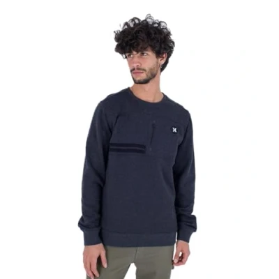 Abbildung von Hurley Herren Block Party Crew Fleece Sweatshirt, Black Htr, XL