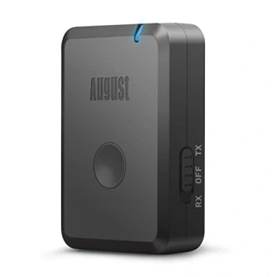 Abbildung von Audio Transmitter Receiver 2 in 1 mit Bluetooth 5.2 August MR260 Kopfhörer Adapter Sender Empfänger aptX Low Latency 3.5mm AUX bis zu 13 Stunden Akkulaufzeit für Fernseher Auto TV Radio