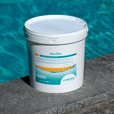 Abbildung von Bayrol Alca Plus Granulat zur Korrektur eines instabilen pH Wertes aufgrund niedriger Alkalinität (TA unter 80 mg/L) 10 kg Weiss
