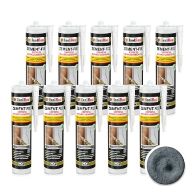 Abbildung von Isolbau Zement Fix 10 x 300 ml Dunkelgrau Express Reperaturmörtel Dichtungsmasse für Fugen &amp; Risse im Innen Außenbereich, Kartusche