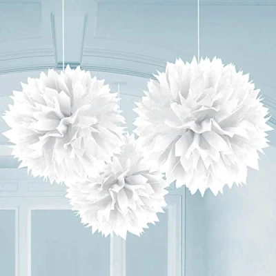 Abbildung von Amscan Hängedekoration Bunte Fluffy Papier Pompon Deckenhänger ca. 40 cm