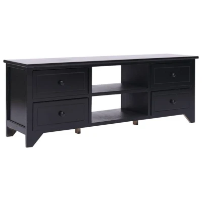 Abbildung von vidaXL TV Schrank Schwarz 108x30x40 cm Massivholz Paulownia (1 St)