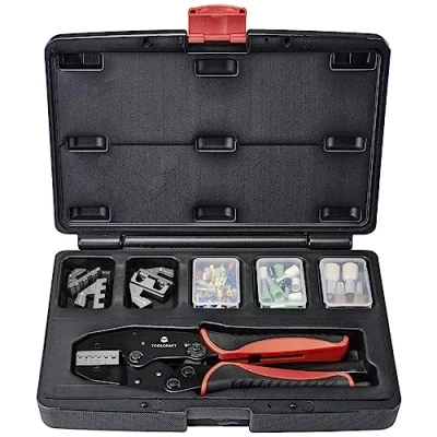 Abbildung von TOOLCRAFT TO 7703463 Crimpwerkzeug Set 83 teilig Kabelschuhe 0,5 bis 35 mm² Inkl. Sortiment an Kabelschuhen im Koffer, auswechselbaren Crimpeinsätzen