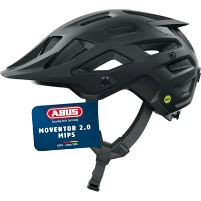Abbildung von ABUS MTB Helm Moventor 2.0 MIPS Fahrradhelm mit Aufprallschutz für den Geländeeinsatz All Mountain Helm, Unisex Schwarz Matt, M