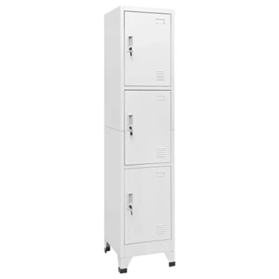Abbildung von vidaXL Schließfachschrank mit 3 Fächern Lüftungsöffnungen Metallschrank Umkleideschrank Stahlschrank Schrank Spind 38x45x180cm Grau Stahl