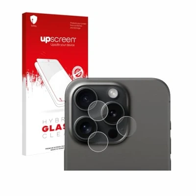 Abbildung von upscreen Schutzglas für Apple iPhone 15 Pro (NUR Kameraschutz) Schutzfolie, Glas Folie [Klar, 9H Panzerschutz, Anti Fingerprint]