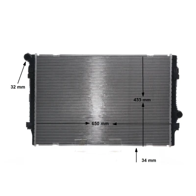 Abbildung von MAHLE ORIGINAL CR 811 000S Kühler, Motorkühlung 650 433 32 Kühlrippen gelötet VOLKSWAGEN: Golf 7 Schrägheck, Variant, Passat B8 Variant