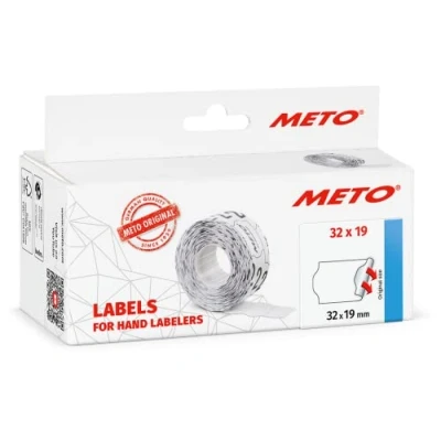 Abbildung von Meto Etiketten für Handauszeichner (32x19 mm, 2 zeilig, 5.000 Stück, weiß, permanent haftend, METO, Contact, Sato, Avery, Tovel, Samark etc.)