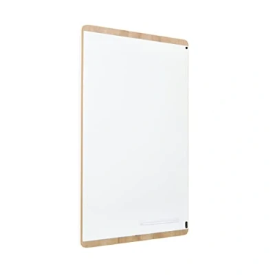 Abbildung von Rocada Natural Whiteboard mit Holzrahmen 115 x 75 cm Magnettafel aus lackiertem Stahl und Stiftablage Magnetisch trocken Abwischbar Board in Hoch Querformat Weiß