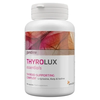 Abbildung von Jod Tabletten Schilddrüse 150µg Zink, Selen, L Tyrosin, Mangan Pflanzlicher Ursprungs 180 Kapseln Hochdosiert für Tage Thyrolux Sensilab