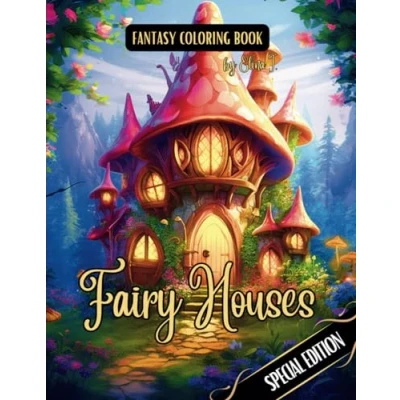 Abbildung von Fantasy Coloring Book Fairy Houses Special Edition: Black Line and Grayscale Images of Whimsical Homes (The enchanting world faires the magical forest)