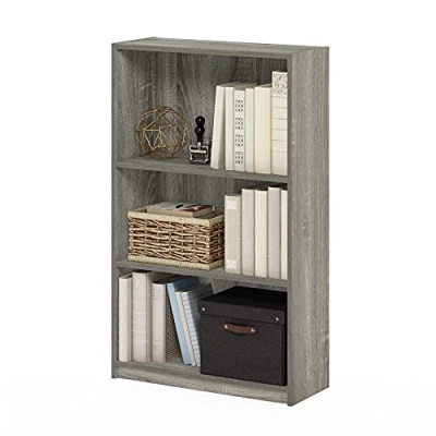 Abbildung von Furinno JAYA Einfaches Bücherregal, Französisches Eichengrau, 24.13 x 62.23 102.36 cm, Französische Eiche