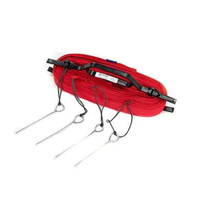 Abbildung von RomiSport Linien für Beachvolleyball Spielfeldmarkierung Courtline 16mx8m zum Strandvolleyball Breite 5cm Markierung Rot Rasen Sand Ankerhaken