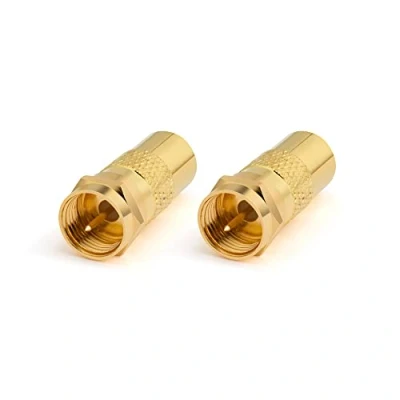 Abbildung von conecto Antennen Adapter, F Stecker auf IEC Buchse, Adapter zum Verbinden von Anschlüssen mit Sat Anschlüssen, vergoldet, 2er Set