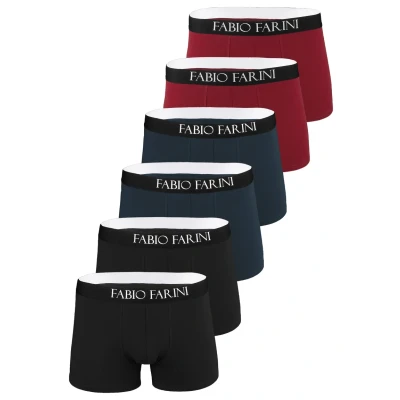 Abbildung von Fabio Farini 6ER PACK Retroshorts Stretch Atmungsaktiv Boxershorts, Herren, Größe: Large, Schwarz / navy /rot