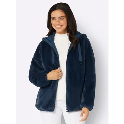 Abbildung von Inspirationen Fellimitatjacke, mit Kapuze
