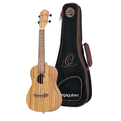 Abbildung von Ortega Guitars Konzert Ukulele elektro akustisch Linkshänder Timber Series inklusive Deluxe Gigbag Zebrano/ Mahagoni (RFU11ZE L)