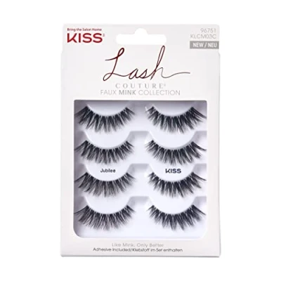 Abbildung von KISS Lash Couture Faux Mink Collection Multipack 4 Paar künstliche Wimpern, Jubilee, ultrafein, sanfte Wimpernspitzen, synthetische Fake Lashes inklusive Wimpernkleber
