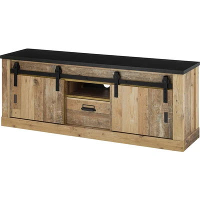 Abbildung von Home affaire Lowboard &quot;SHERWOOD&quot;, Holz Dekor, mit Scheunentorbeschlag und Apothekergriff, Breite 162 cm