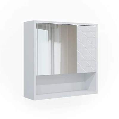 Abbildung von Vicco Badezimmerspiegelschrank Agasta, Weiß Hochglanz, 54 x 53 cm