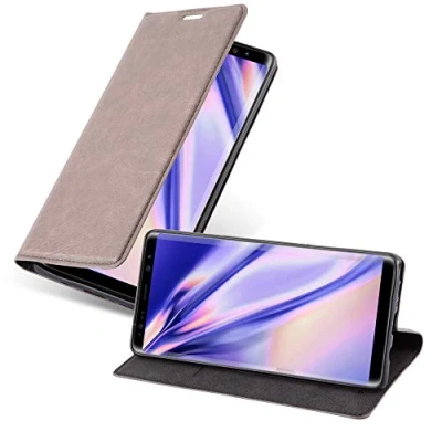 Abbildung von Cadorabo Hülle kompatibel mit Samsung Galaxy Note 8 aus Premium Kunst Leder Flip Klappbare Stoßfeste Magnetische [Standfunktion] [Kartenfächern] Cover für Tasche in Braun