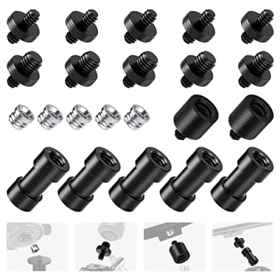 Abbildung von NEEWER Kamera Schrauben Adapter, 22 Stück 1/4“ auf und 3/8“ Stativgewinde Adapter Set für Halterung, Einbeinstativ, Kugelkopf, Blitzlichtständer, Stativ ST29