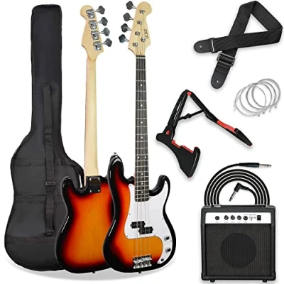 Abbildung von 3rd Avenue 3/4 Größe Mini Electric Bass Gitarren Anfänger Pack Kit Mit 15 W Verstärker, Beutel, Kabel, Riemen, Ständer Und Ersatzschnitten Schwarz