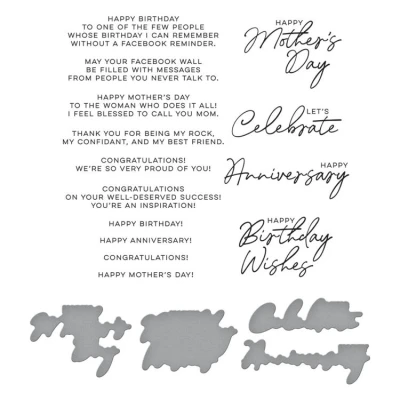Abbildung von Spellbinders Let&#039;s Celebrate Sentiments Press Plate &amp; Die Set (BP 123)