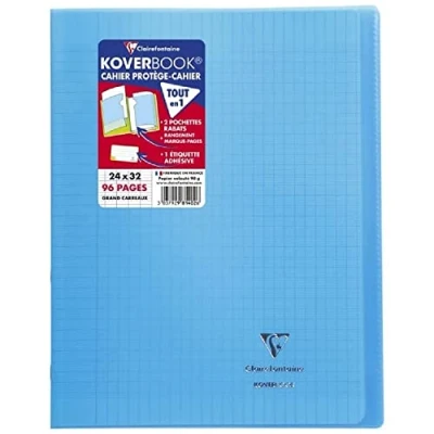Abbildung von Clairefontaine 981412C Packung mit 10 Heften Koverbook DIN A4+, 24x32cm, 48 Blatt Französische Lineatur, 90g, Einband PP, blickdicht, Blau, 1 Pack