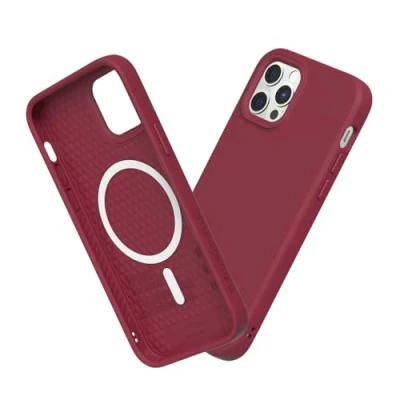 Abbildung von RhinoShield Hülle kompatibel mit [iPhone 12/12 Pro] SolidSuit MagSafe Stoßdämpfende &amp; schlanke Schutzhülle Premium Finish 3.5 Meter Fallschutz Bordeauxrot
