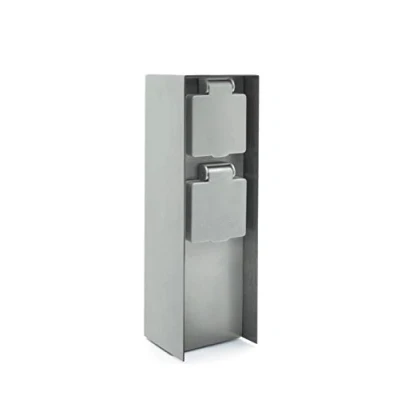 Abbildung von LED Universum Gartensteckdose aus Edelstahl, IP44 für außen, 23cm (Silber 2 fach)