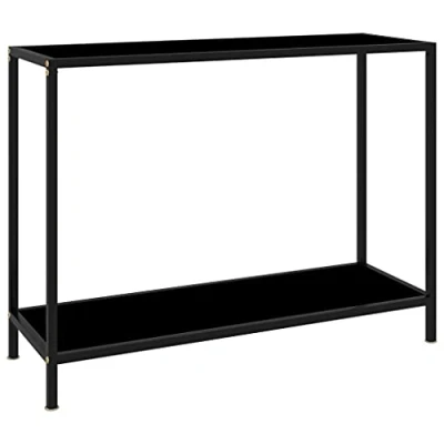 Abbildung von vidaXL Konsolentisch Flurtisch Konsole Beistelltisch Sideboard Wandtisch Frisiertisch Glastisch Deko Schwarz 100x35x75cm Hartglas Stahl