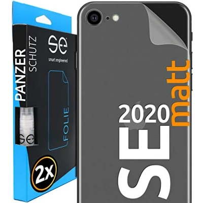 Abbildung von smart engineered [2 Stück] Entspiegelte 3D Schutzfolien für die Rückseite kompatibel mit Apple iPhone SE (2020), matt, selbstheilender Schutz vor Schmutz und Kratzern, Backcover, kein Schutzglas