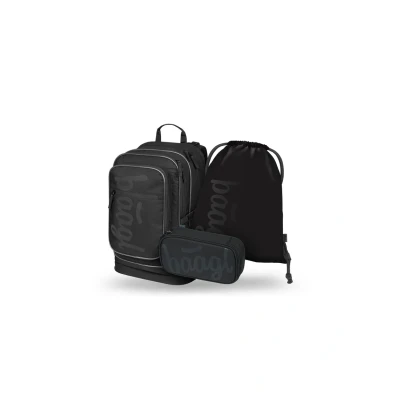 Abbildung von Baagl Schulrucksack Set Jungen Mädchen 3 Teilig Schultasche ab 3. Klasse Grundschule Ranzen mit Brustgurt Ergonomischer Schulranzen (Uni Schwarz)