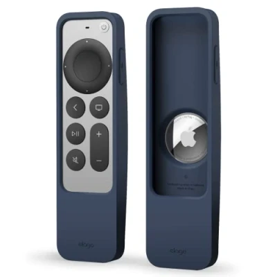 Abbildung von elago R5 Locator hülle Kompatibel mit Apple TV 4K Siri Remote 3. Generation (2022) und 2. (2021) AirTag (Jean Indigo)