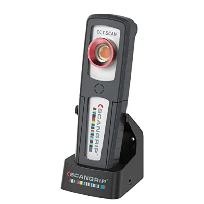Abbildung von SCANGRIP SUNMATCH 4, wiederaufladbare LED Arbeitsleuchte für Details und Farbabstimmung, 500 Lumen, stufenloser CCT Scan 2500 K bis 6500 K, eingebauter Magnet Taschenclip, wasserdicht (IP65),