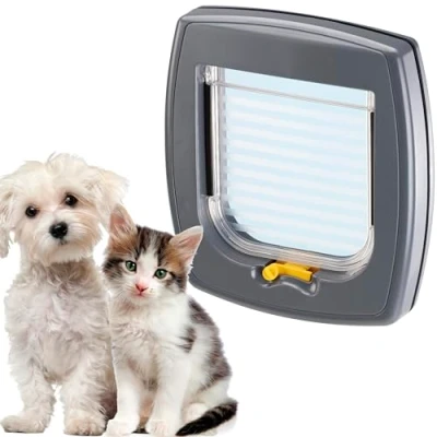 Abbildung von Ferplast Katzenklappe, Hundeklappe, Katzentür für glasscheiben, Pendeltür Katzen und Kleine Hunde, 2 wege steuerbarer Ein Ausgang, Teiltunnel, SWING 1 Haustierklappe, Grau
