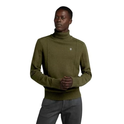 Abbildung von G STAR RAW Herren Structure Turtle Knitted Pullover, Grün (dark olive D23937 D447 C744), S