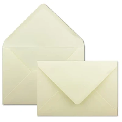 Abbildung von 75 Stück Brief Umschläge Creme DIN C5 100 g/m² 16,2 x 22,9 cm Nassklebung mit spitzer Klappe hochwertige Kuverts von Gustav NEUSER