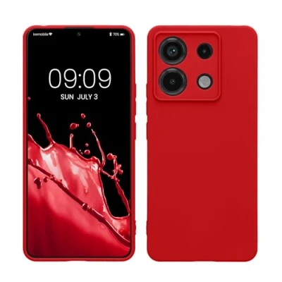 Abbildung von kwmobile Handyhülle kompatibel mit Xiaomi Redmi Note 13 Pro 5G / Poco X6 Hülle Handy Case aus weichem Silikon in Sweet Cherry