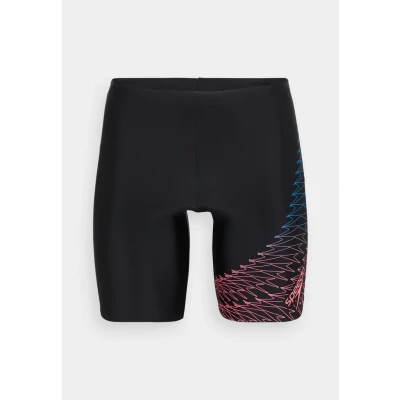 Abbildung von Speedo Herren Gala Lagenschwimmhose mit Logo Schwimmtraining Hochentwickeltes Material Sportliches Design Schwimmbekleidung, Schwarz/Neon Coral, 40