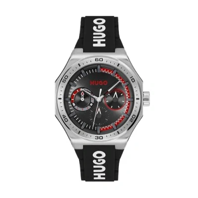 Abbildung von HUGO Uhr black/silvercoloured, Herren, Größe: One Size, Black/silver coloured