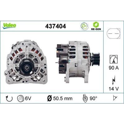 Abbildung von VALEO 437404 Lichtmaschine 14V 90A VOLKSWAGEN: Polo IV Schrägheck, III Fox SKODA: Fabia I Roomster kfzteile,