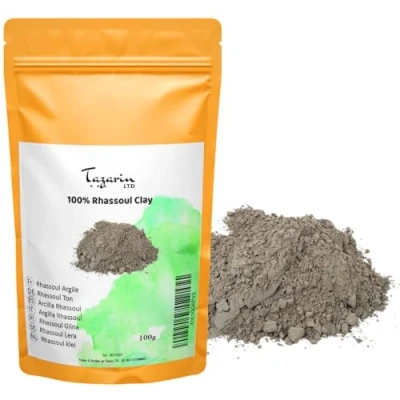 Abbildung von 100g Lavaerde Pulver, Ghassoul, Tonerde für Haut, Haar &amp; Körperpflege, Mineralerde, auch Masken Peelings, Ohne Tenside, Natürlich Vegan Tazarin Ltd