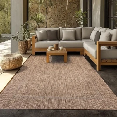 Abbildung von Outdoorteppich Unicolor Einfarbig, SIMPEX24, Läufer, Höhe: 5 mm, Teppich Wetterfest Balkon Küchenteppich Flachgewebe Sisaloptik