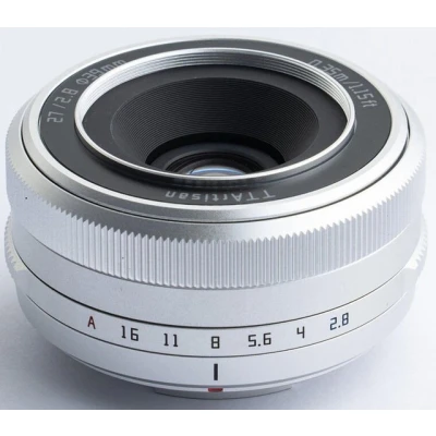 Abbildung von TTArtisan 27mm f2.8 Autofokus kompatibel mit Fuji X Mount Silber/Silver inkl Mini LED Light